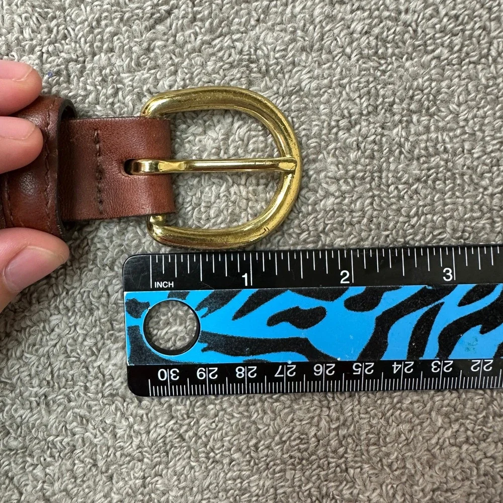 Barrons-Hunter Navy Canvas Brown Leather Surcingle Belt Brass Buckle Made in USA